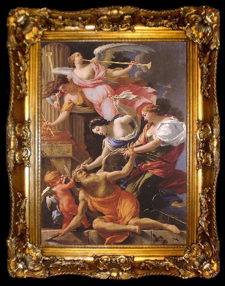 framed  Simon Vouet Saturn, Conquered by Amor, Venus and Hope, ta009-2